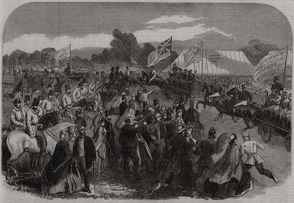 Fire brigade demonstration & public fête at Leighton Buzzard. Bedfordshire 1863